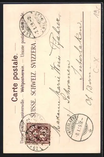 Lithographie Zurich, Baur au Lac, Vue prise du Jardin de l`Hôtel