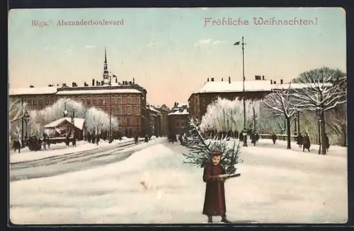 AK Riga, Alexanderboulevard im Schnee