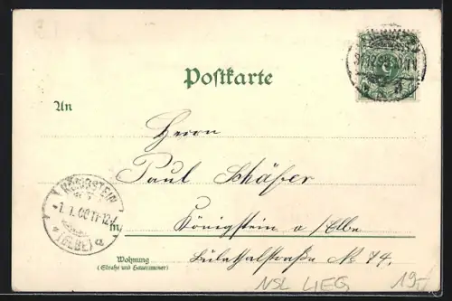 Lithographie Liegnitz, Totalansicht, Krieger-Denkmal, Friedrichsplatz-Passage