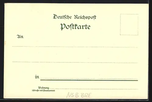 Lithographie Breslau, Strassenpartie am Rathaus