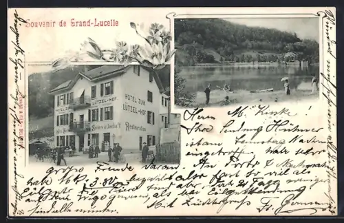 AK Grand-Lucelle, Hotel zum Lützel-Hof mit Uferpartie