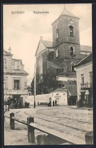 AK Kowno, Strassenpartie an der Kathedrale
