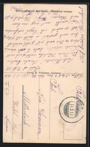 AK Ommerich /Lothr., Bäckerei Emile Lesdalon, Schul- und Gemeindehaus, Kirche