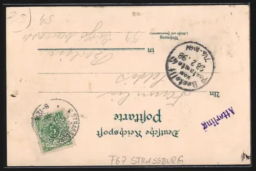 Lithographie Strassburg, Gasthaus zum Fuchs am Buckel, Teilansicht