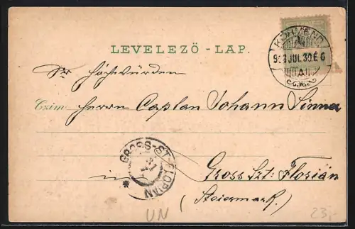 Lithographie Körmend, Luthr. templom, R. K. templom, Palyaudvar