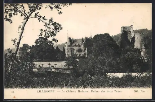 AK Lillebonne, Le Château Moderne, Ruines des deux Tours