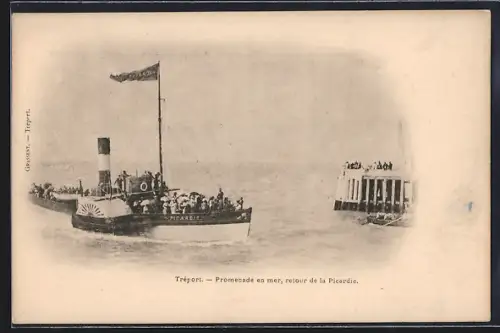 AK Tréport, Promenade en mer, retour de la Picardie