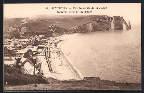 AK Étretat, Vue Générale de la Plage