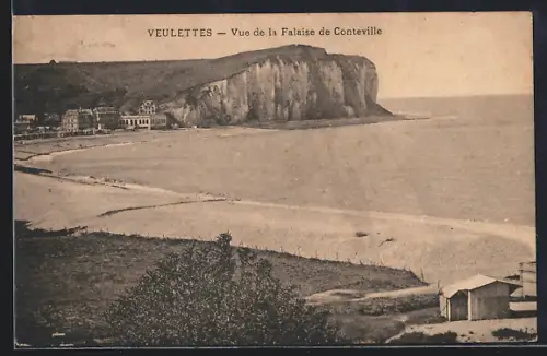 AK Veulettes, Vue de la Falaise de Conteville et de la plage adjacente