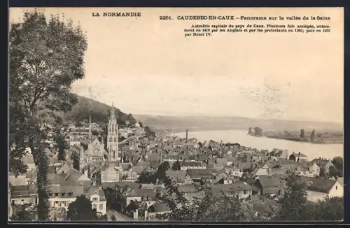 AK Caudebec-en-Caux, Panorama sur la vallée de la Seine