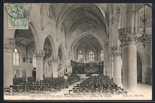 AK Gruchet-le-Valasse /Seine-Inférieure, Intérieur de l`Église