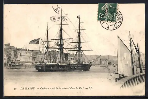 AK Le Havre, Croiseur américain entrant dans le Port