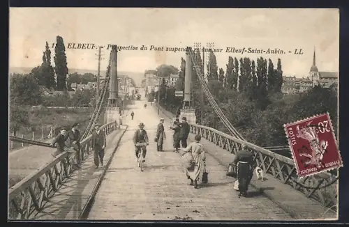 AK Elbeuf, Perspective du Pont suspendu allant sur Elbeuf-Saint-Aubin