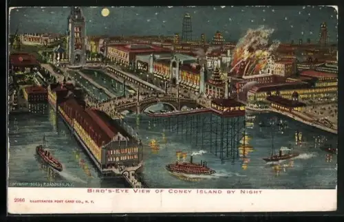 Künstler-AK Coney Island, N.Y., by night