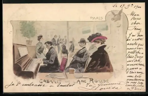 Künstler-AK sign. Weiluc: Paris, Cabaret de Lane Rouge, Klavierspieler