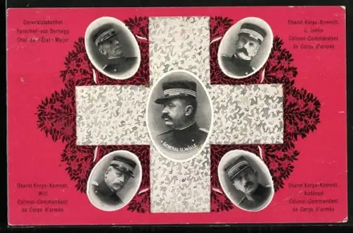 AK General U. Wille, Generalstabchef Sprecher von Bernegg, Oberst Korps-Komndt. Will