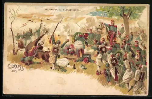 AK Elsasshausen, Mac Mahon in Uniform zu Pferde, Reichseinigungskriege