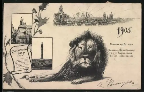 Künstler-AK 75e Anniversaire d`Indépendance 1905