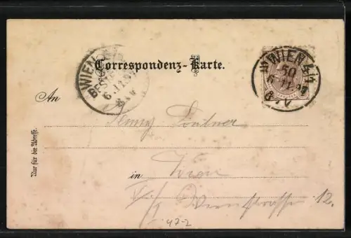 Lithographie Studentenwappen Caudeamus Igitur mit Unterschriften