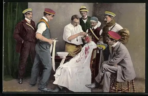 AK Heidelberg, Studenten versorgen die Verletzungen des Verlierers