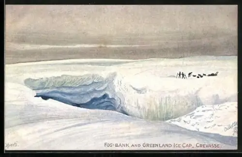 Künstler-AK Fog-Bank and Greenland Ice-Cap, Crevasse