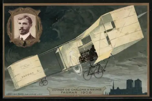 AK Chalon-sur-Saône, Voyage de Chalons a Reims, Flugzeug