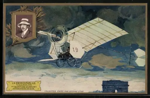 Künstler-AK La Demoiselle Monoplan de Santos Dumont 1909