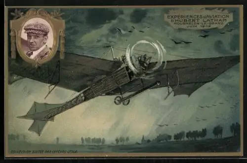AK Moumelon-le-Grand. Pilot und Flugzeug, Expériences d`Aviation d`Hubert Latham 1909