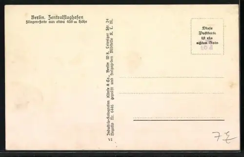 AK Berlin, Zentralflughafen aus der Vogelschau