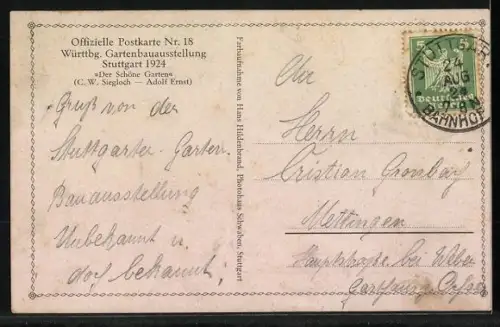 AK Stuttgart, Württembg. Gartenbauausstellung 1924, blühende Gartenanlage