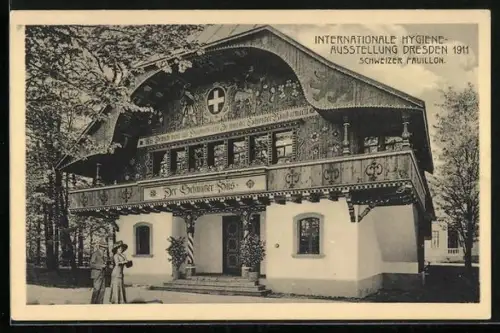 AK Dresden, Intern. Hygiene-Ausstellung 1911, Schweizer Staatspavillon