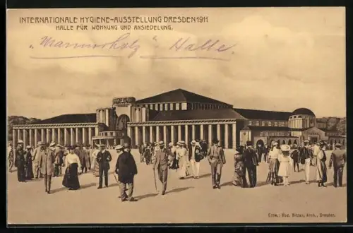 AK Dresden, Internationale Hygiene Ausstellung 1911, Halle für Wohnung und Ansiedlung