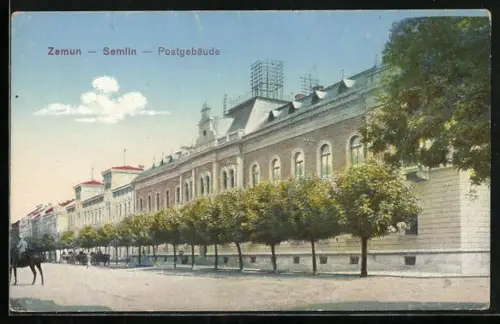 AK Zemun / Semlin, Strassenpartie am Postgebäude