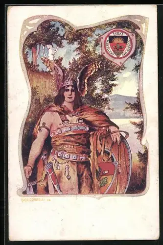 Künstler-AK Deutscher Schulverein: Germanenkrieger