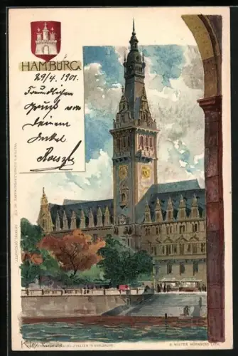 Künstler-AK Heinrich Kley: Hamburg, Das schöne Rathaus