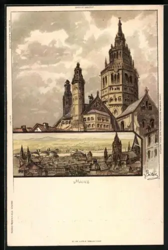 Künstler-AK C.Biese: Mainz, Stadtbild