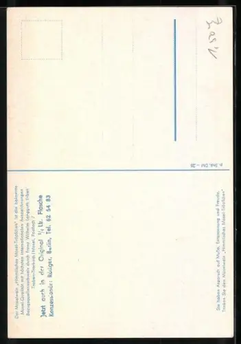 AK Traben-Trarbach, Reklame für den Mosel-Wein Himmlisches Mosel-Tröpfchen