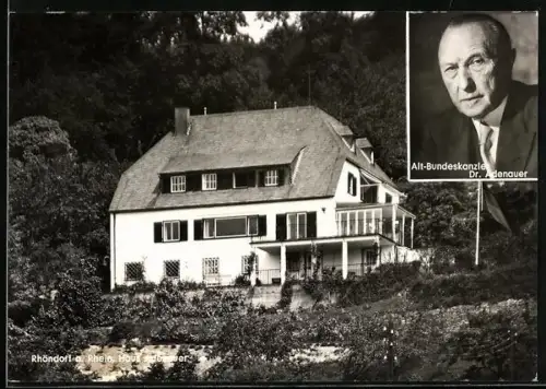 AK Rhöndorf, Haus Adenauer mit Portrait von Dr. Adenauer