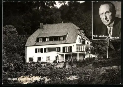 AK Rhöndorf, Haus Adenauer mit Portrait von Dr. Adenauer