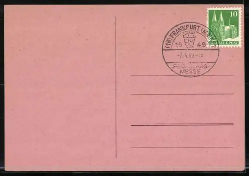 AK Frankfurt, Frankfurter Messe 1949, Wappen, Weltkugel