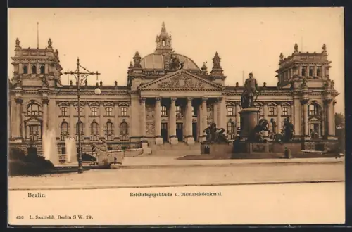 AK Berlin, Reichstagsgebäude, Bismarckdenkmal