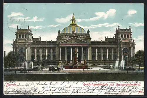 AK Berlin, Reichstagsgebäude, Bismarckdenkmal