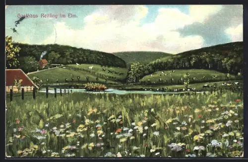 AK Reitling im Elm, Gasthaus Reitling, Landschaft
