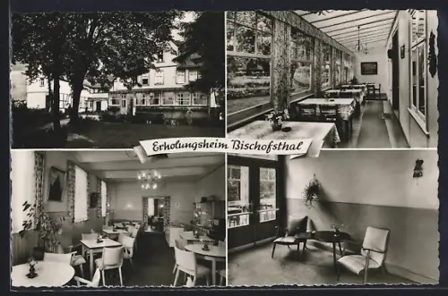 AK Lautenthal / Harz, Erholungsheim Bischofsthal, Speisesaal, Aufenthaltsraum, Terrasse