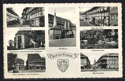 AK Einbeck, Rathaus, Langebrücke, Marktstrasse