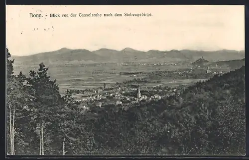 AK Bonn, Blick von der Casselsruhe nach dem Siebengebirge