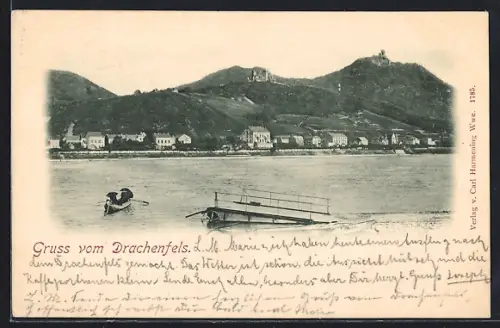 AK Drachenfels, Drachenfelsberg, Burgruine, Flusspartie