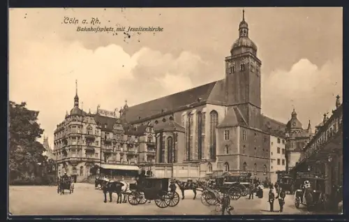 AK Cöln a. Rh., Bahnhofsplatz, Jesuitenkirche