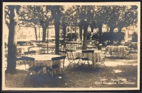 AK Sursee, Hotel Eisenbahn, Gartenanlage