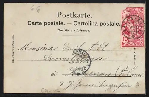 AK Ballaigues, Teilansicht mit Bäumen